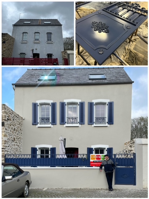 crenn peinture maison volet bleu facade